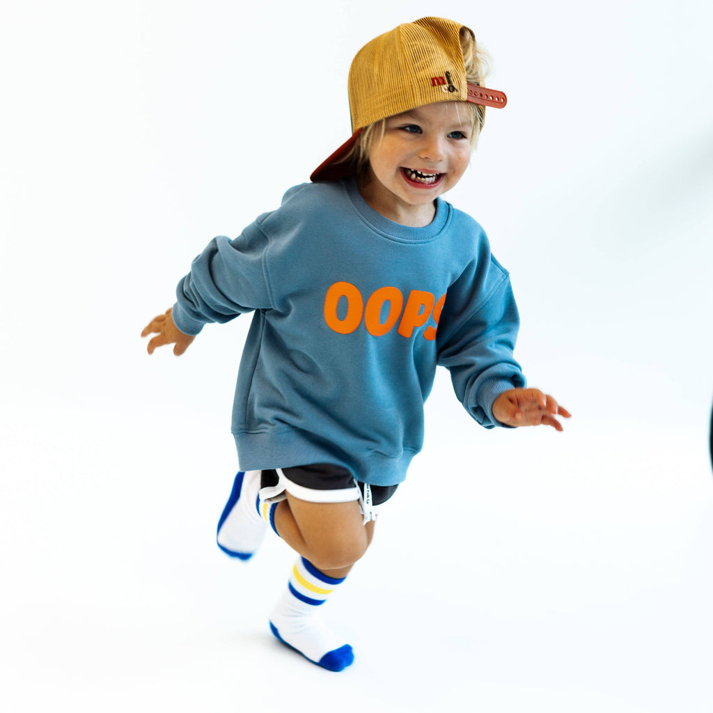 Minimalist Folk Co.- Sorry, My Dog Ate My Homework | DUSTY BLUE | oversized drop shoulder | KIDS