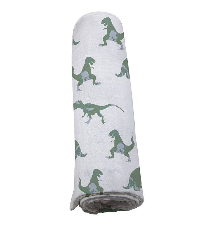 Newcastle Classics- Granite Green Dinosaurs Cotton Swaddle