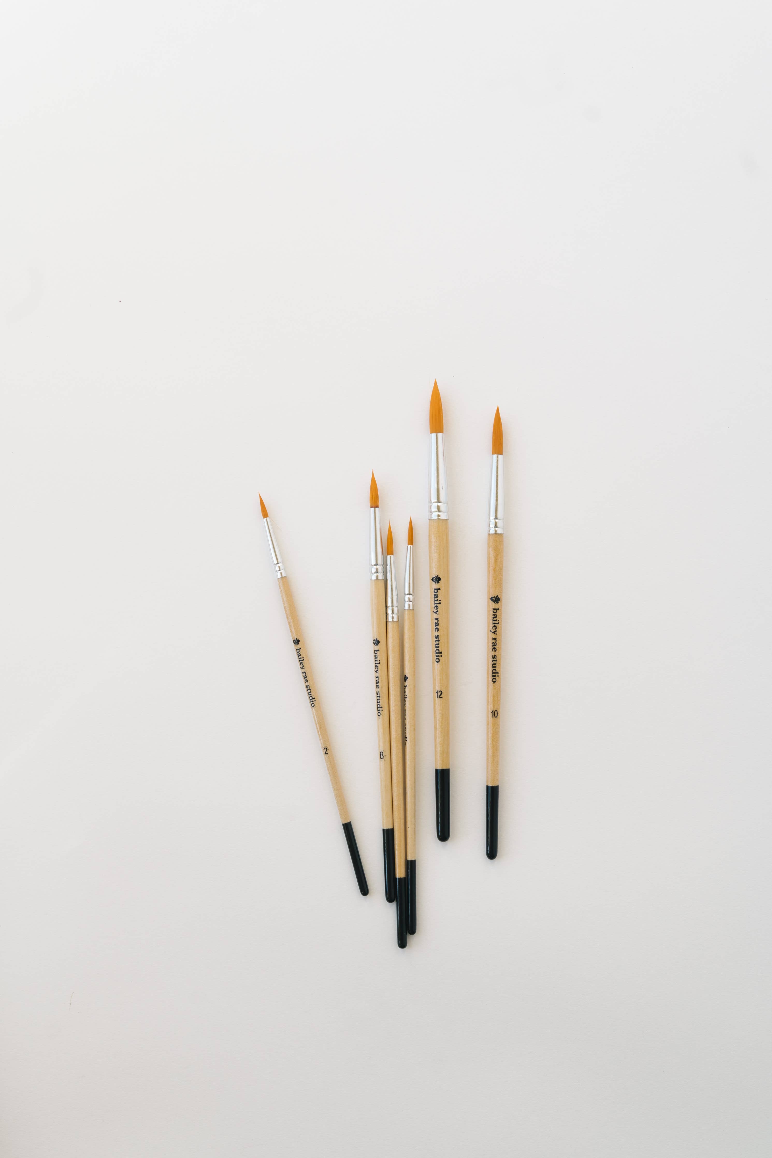 Bailey Rae Studio- Round Tip Watercolor Brush Set -- 6 piece