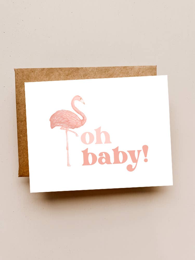 Maddon & Co.- Oh Baby Flamingo Card
