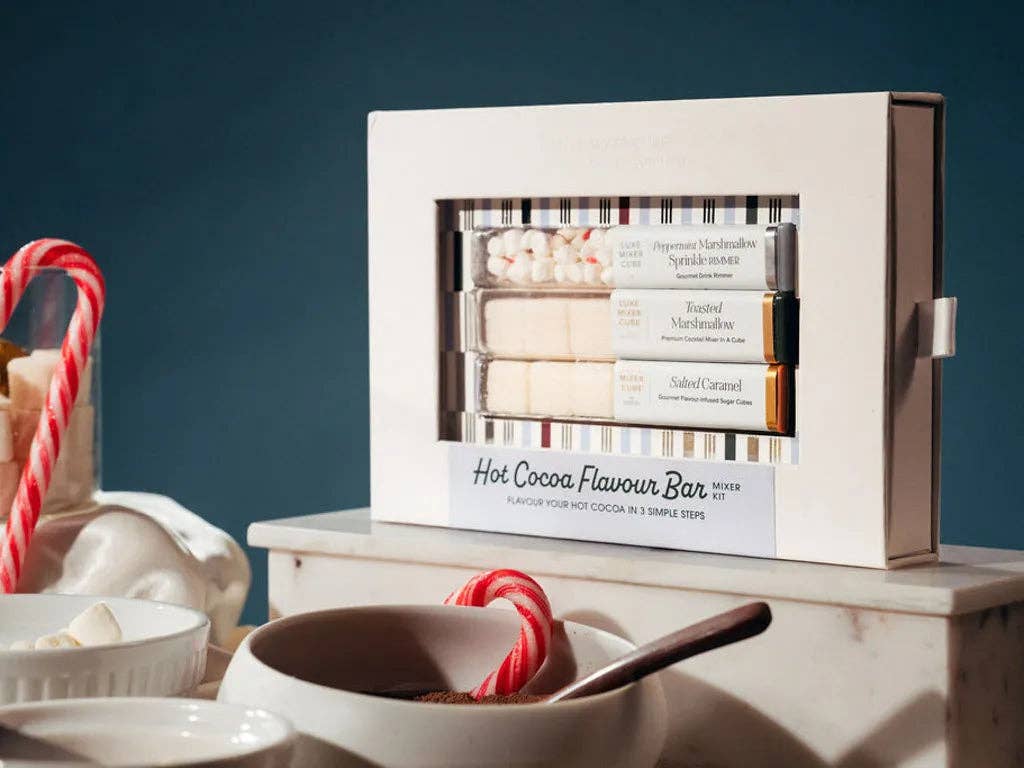 TEASPRESSA- Hot Cocoa Flavour Bar Mixer Kit, Caramel & Marshmallow Cubes