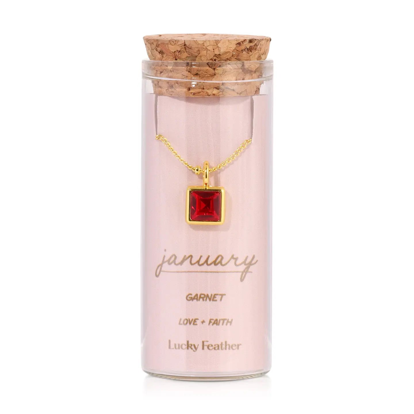 Lucky Feather- Birthstone Bottle Necklace