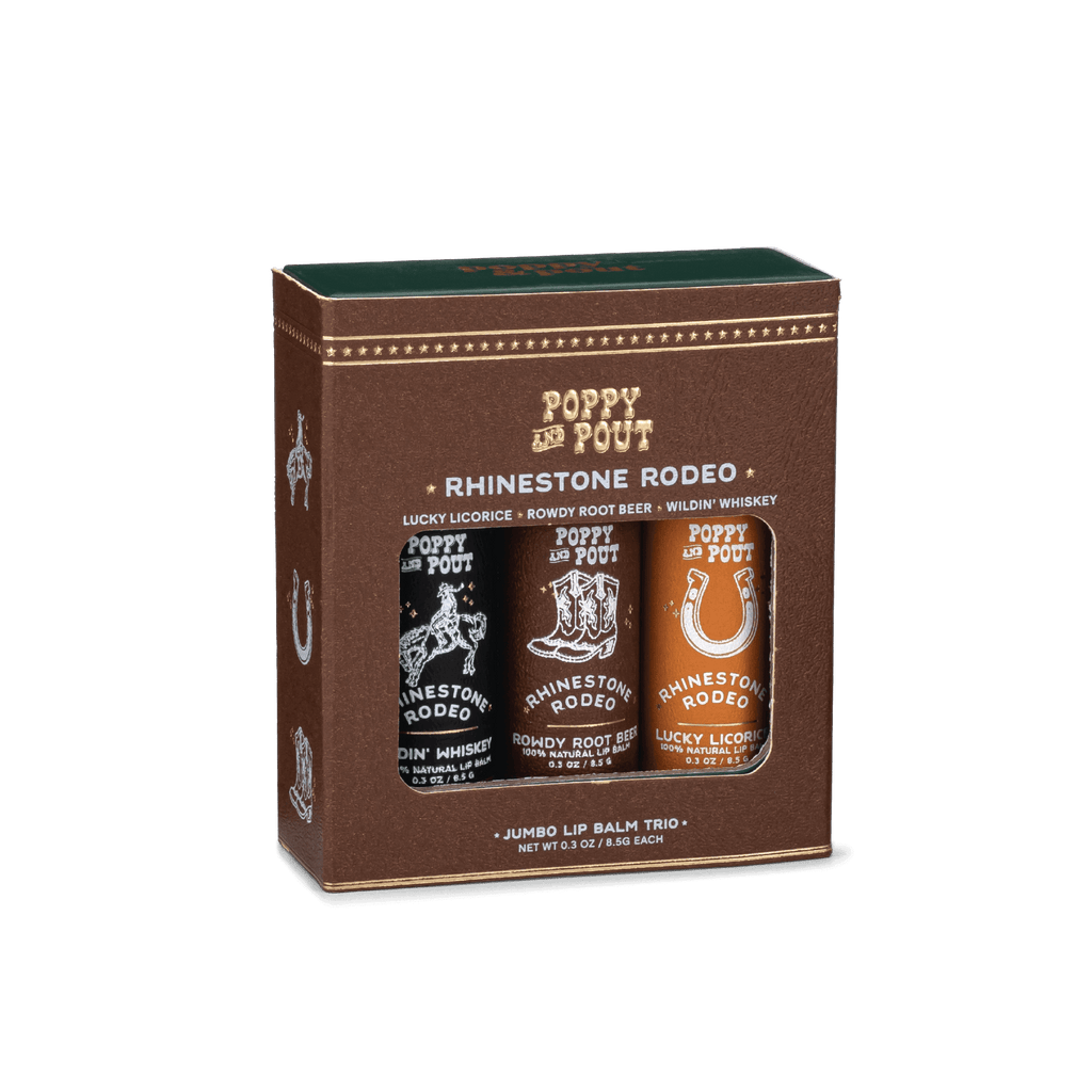 Poppy & Pout- Gift Set, Lip Balm Trio, Rhinestone Rodeo