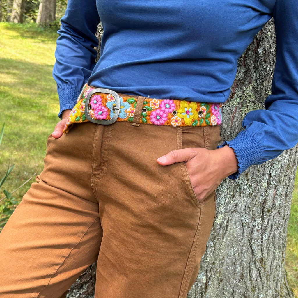 Jenny Krauss- In the Garden Floral Embroidered Wool Belt