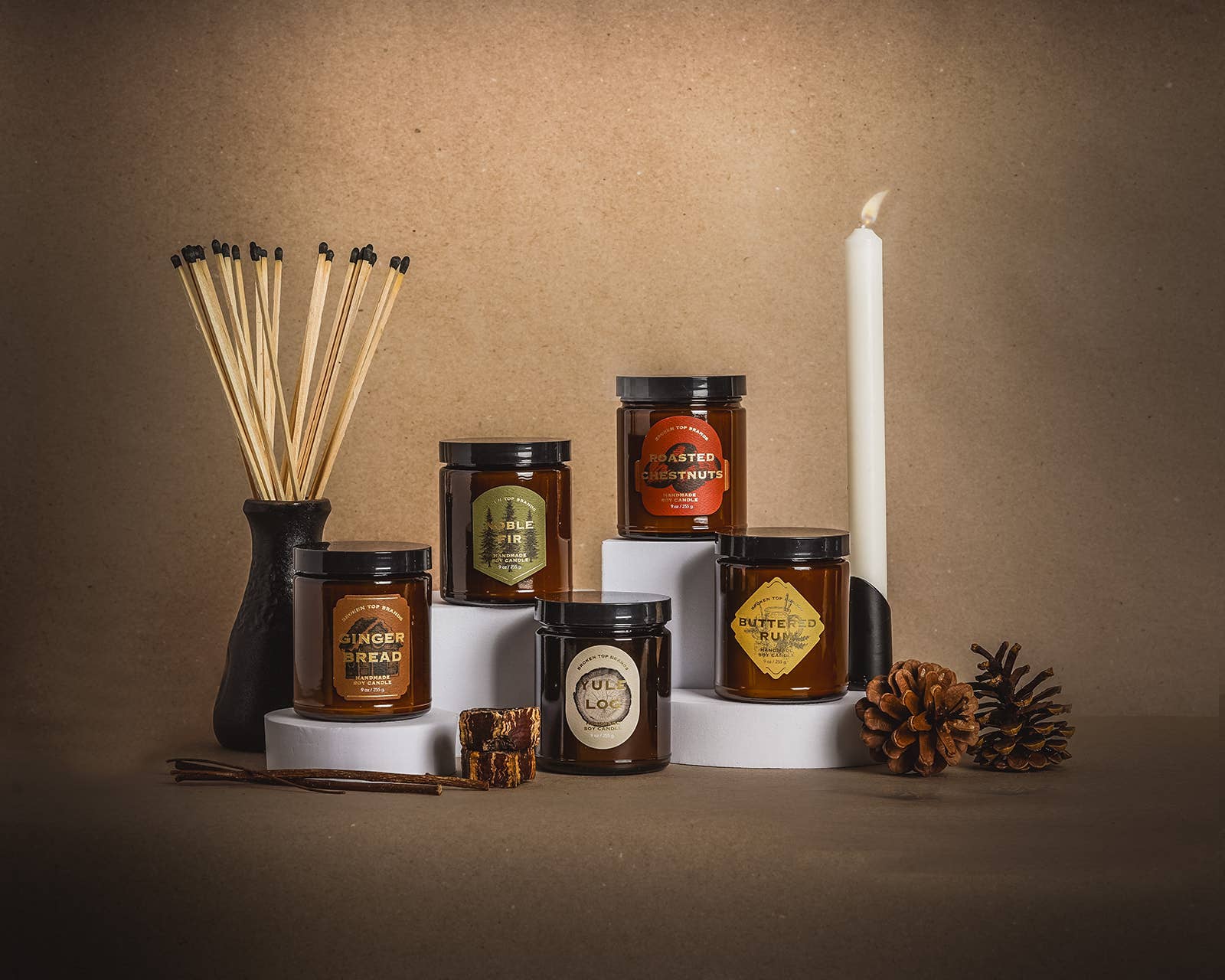 Broken Top Brands- Buttered Rum - 9 oz Soy Candle - Holiday Heritage