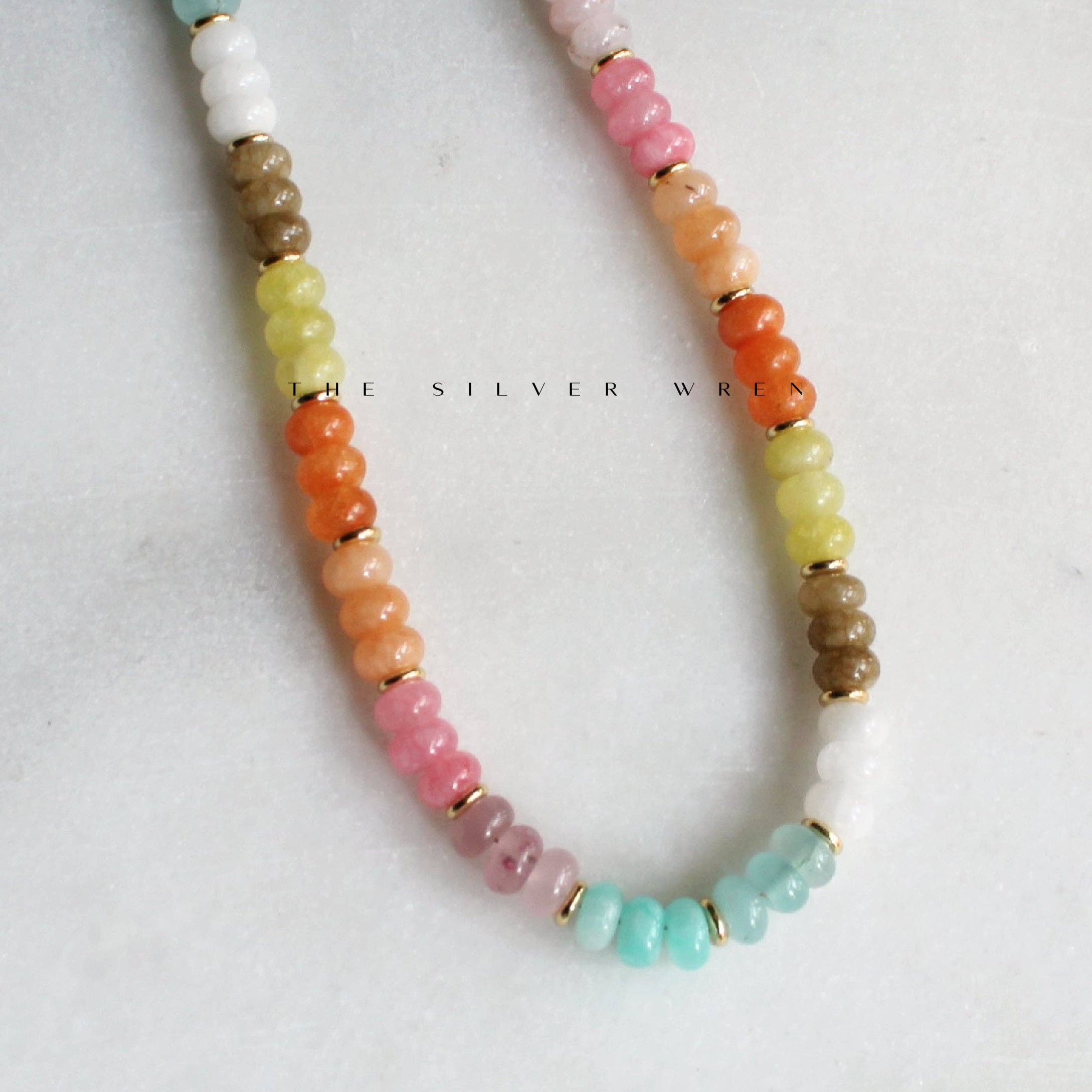 The Silver Wren- Stone Candy Necklace, Trendy Fashion Summer Jewelry