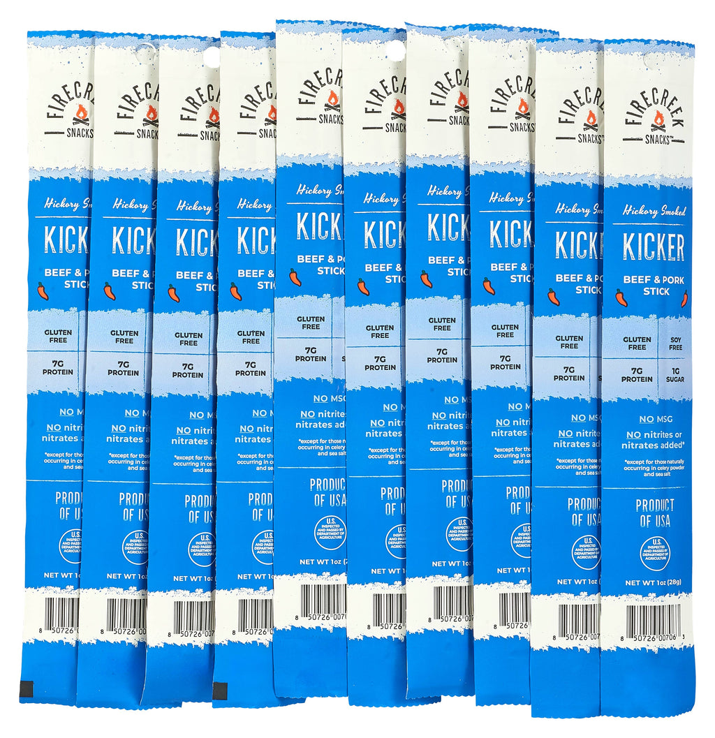 FireCreek Snacks- Kicker Spicy Beef & Pork Meat Sticks - 20ct Beef Jerky Stick