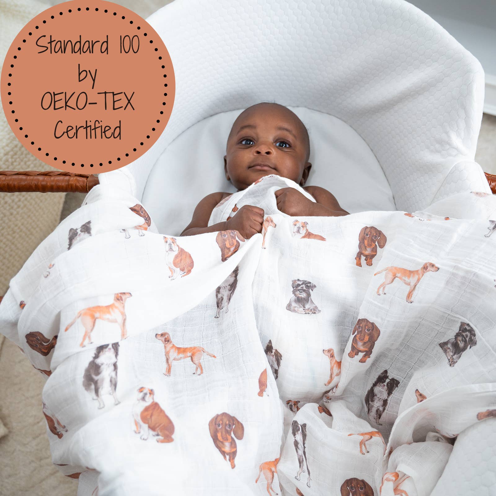 LollyBanks- Adorable Dog Print Baby Muslin Swaddle Blanket