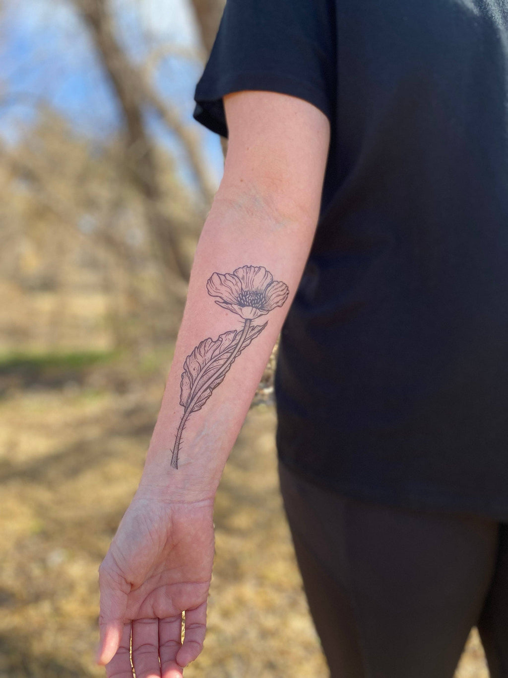 NatureTats - Wild Poppy Flower Temporary Tattoo