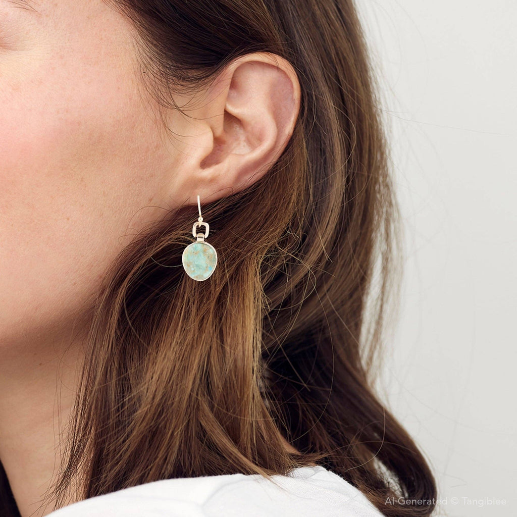 Barse Jewelry- Drops of Blue Turquoise Golden Bronze Drop Earrings