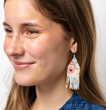 INK + ALLOY- Delilah Poppies Beaded Fringe Earrings Multi