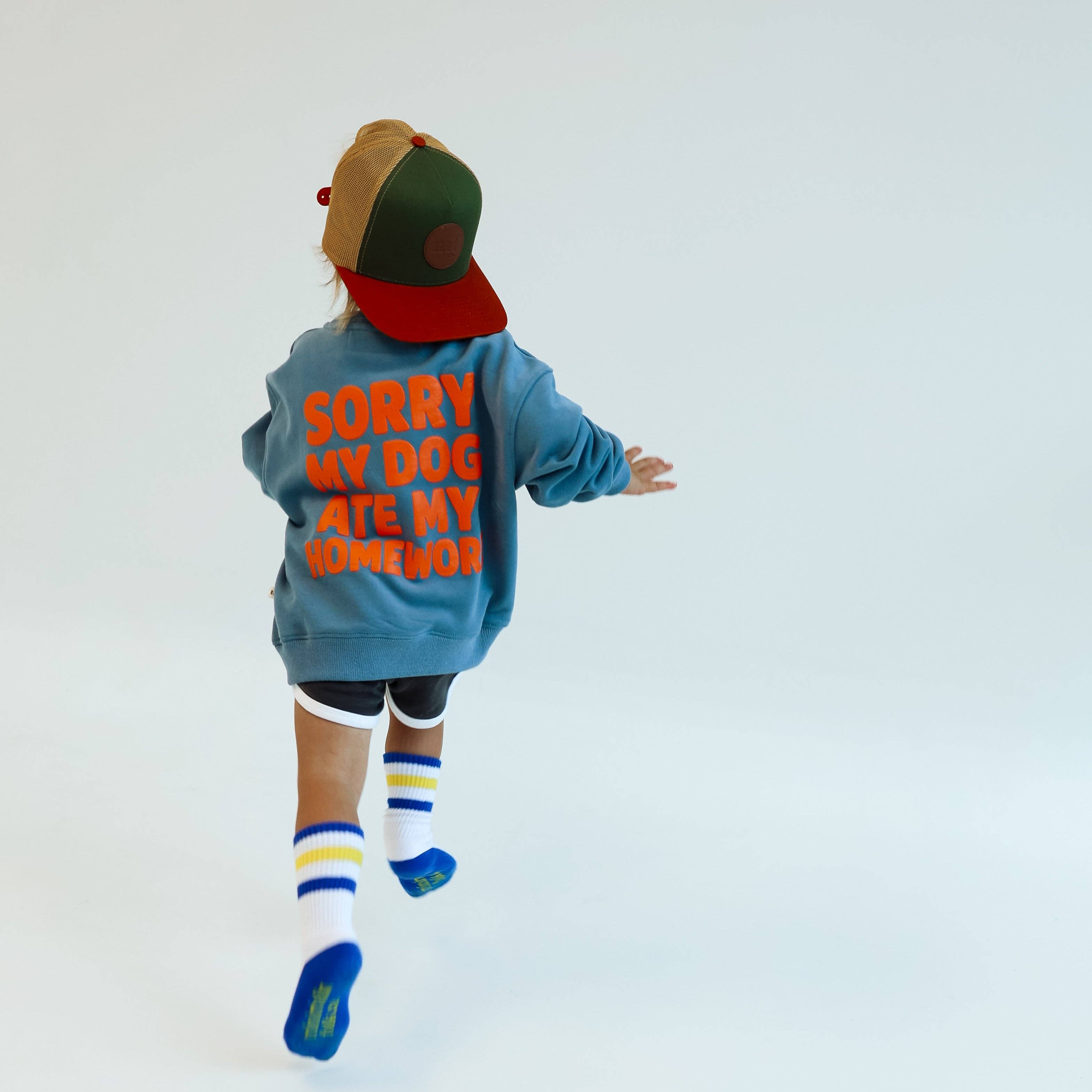 Minimalist Folk Co.- Sorry, My Dog Ate My Homework | DUSTY BLUE | oversized drop shoulder | KIDS
