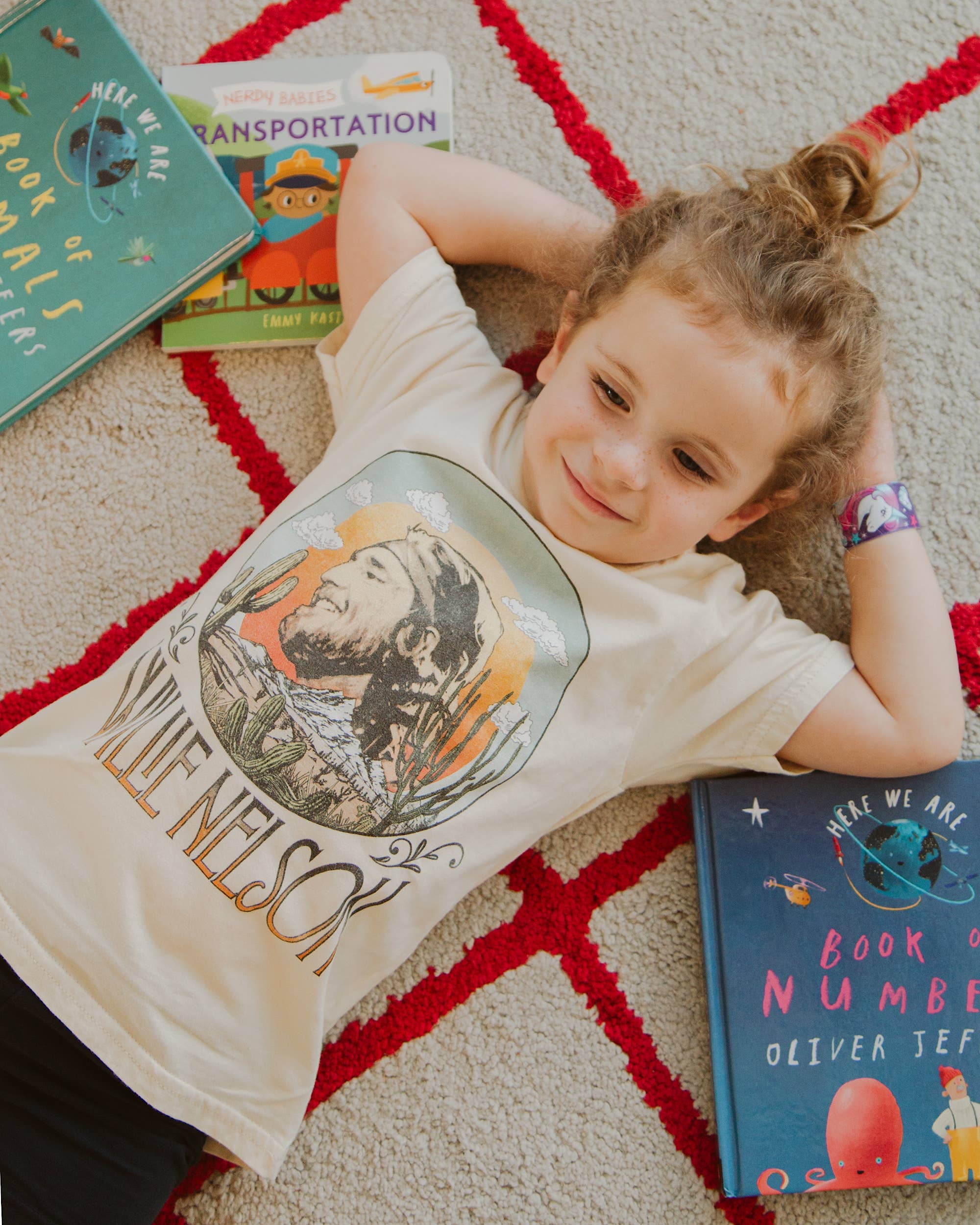 LivyLu- Children's Willie Nelson In the Sky Oatmeal Graphic Tee