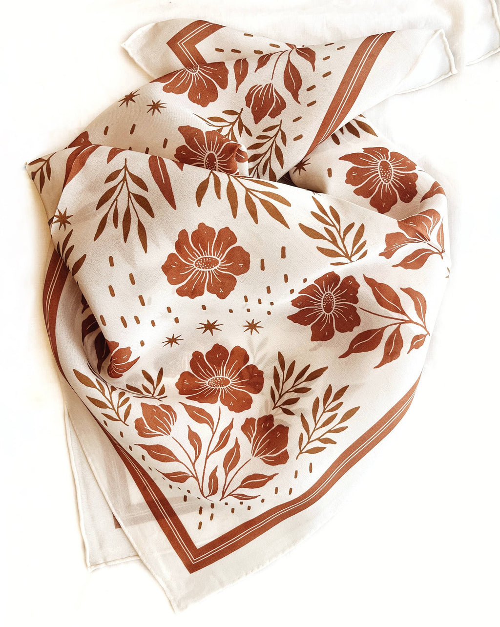 Flora West Design- 100% Silk Bandana Scarf - Desert Floral Western Earth Tones