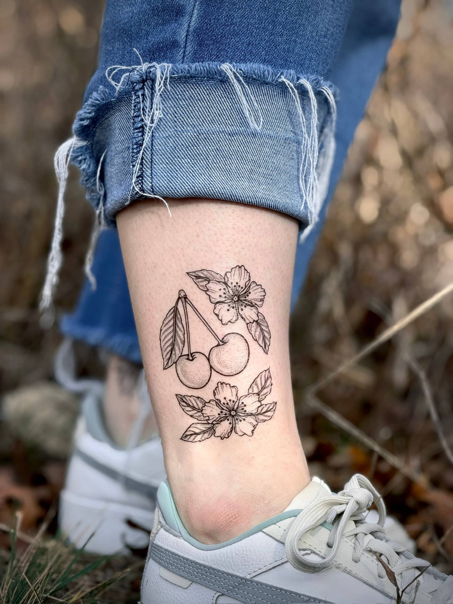 NatureTats- Cherry Flower Temporary Tattoo