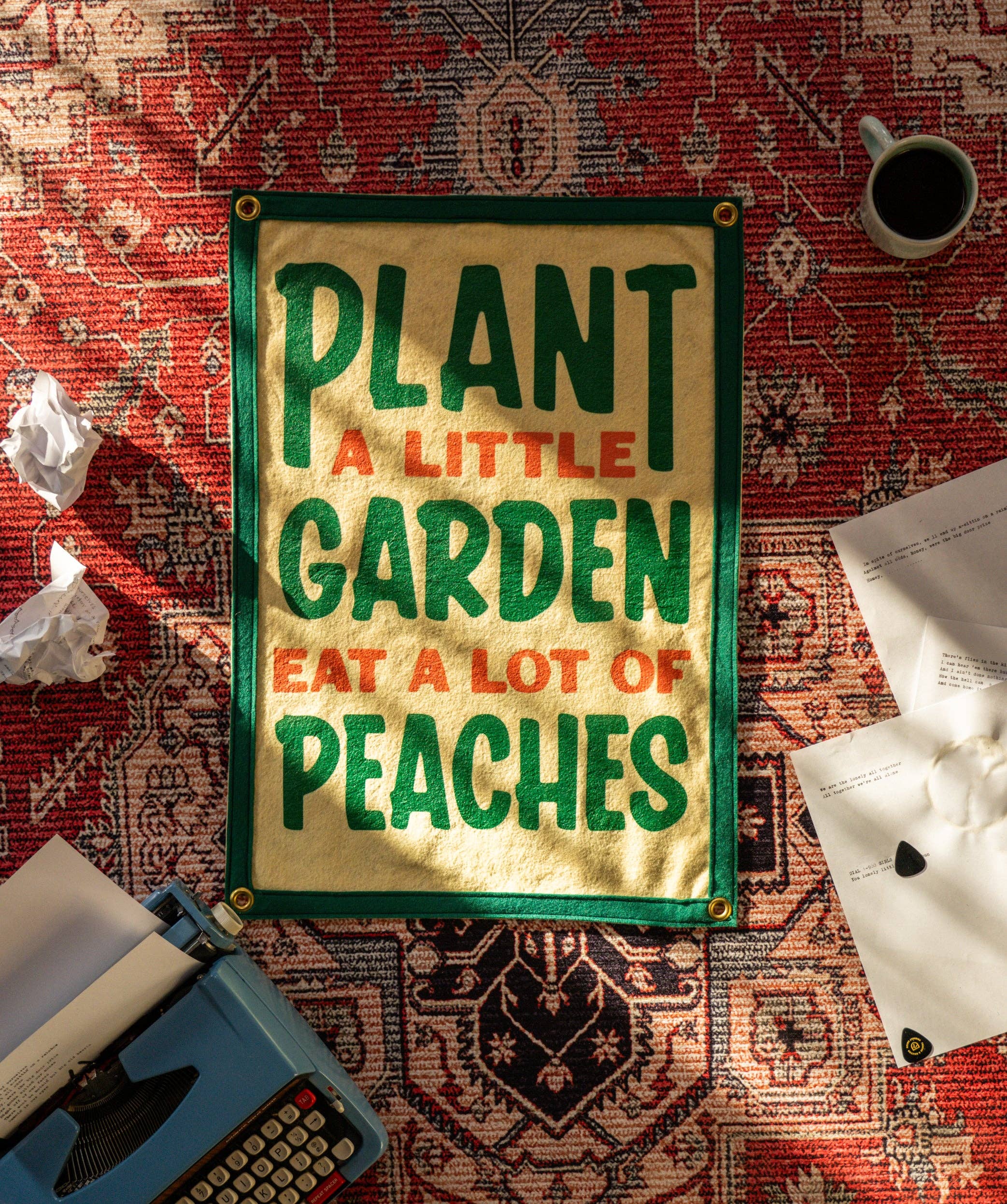 Oxford Pennant- Plant A Little Garden Eat A Lot Of Peaches Camp Flag • John