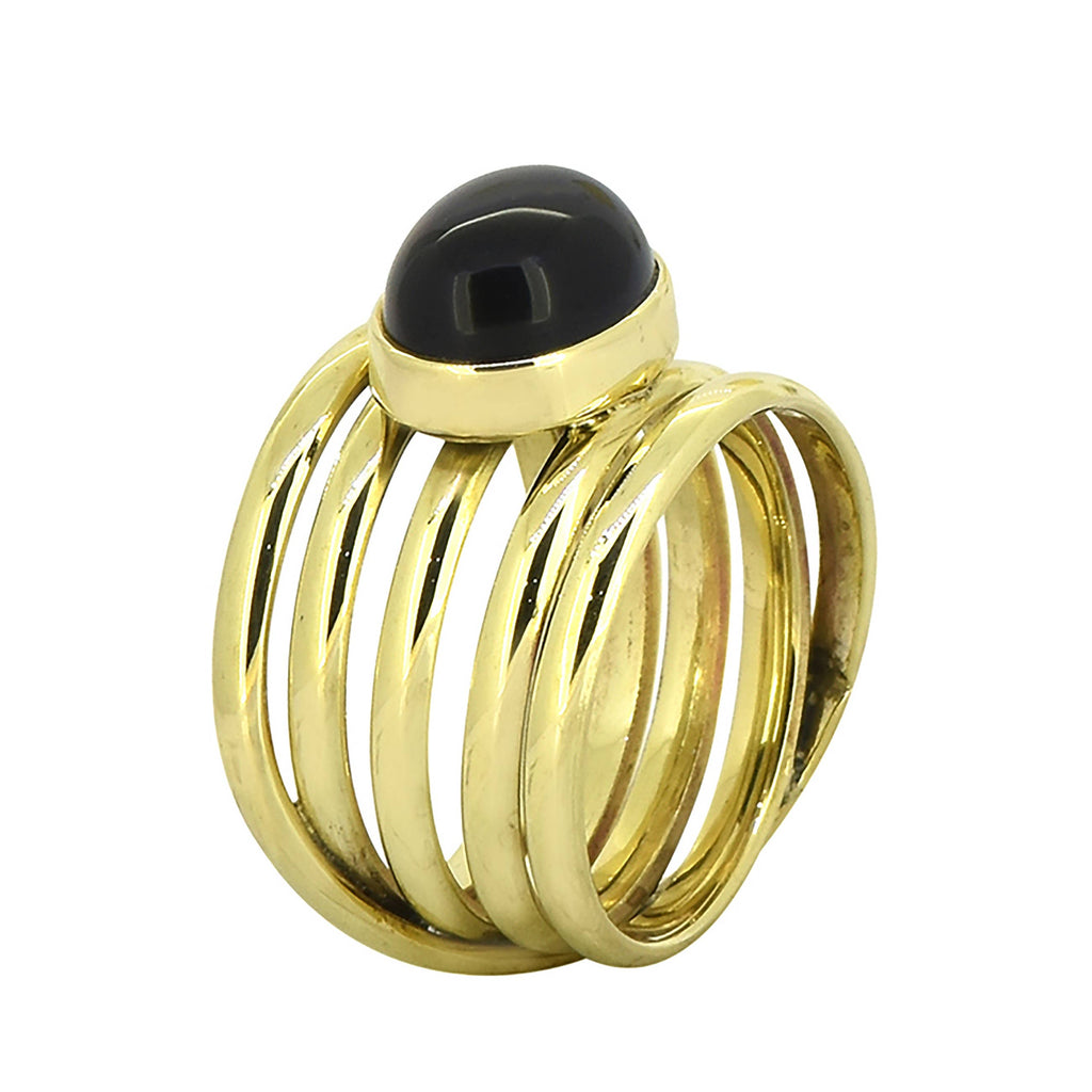 Tiramisu- Brass Black Onyx Gemstone Cocktail Ring