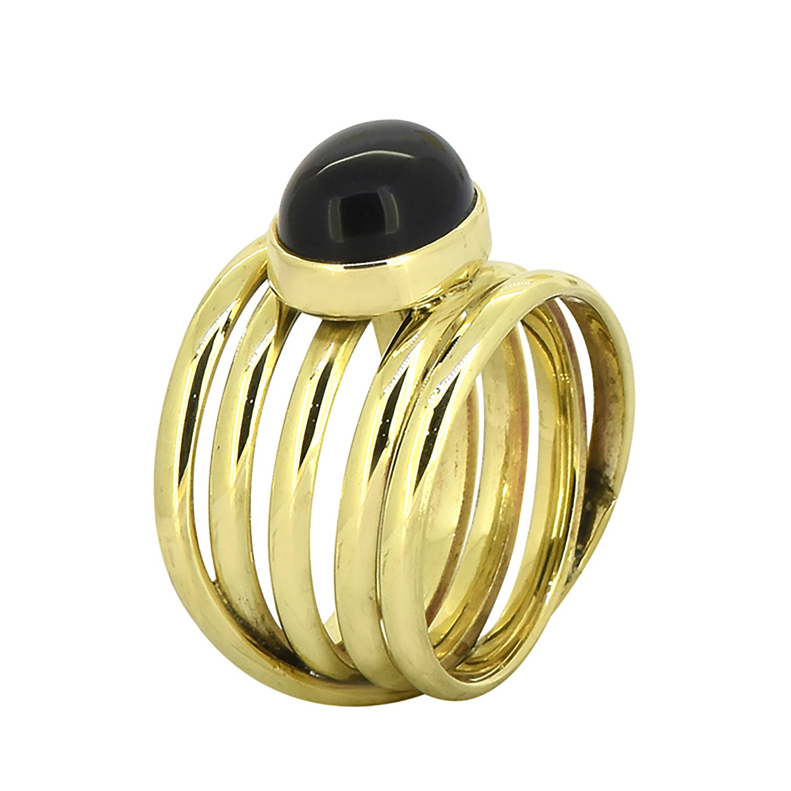 Tiramisu- Brass Black Onyx Gemstone Cocktail Ring