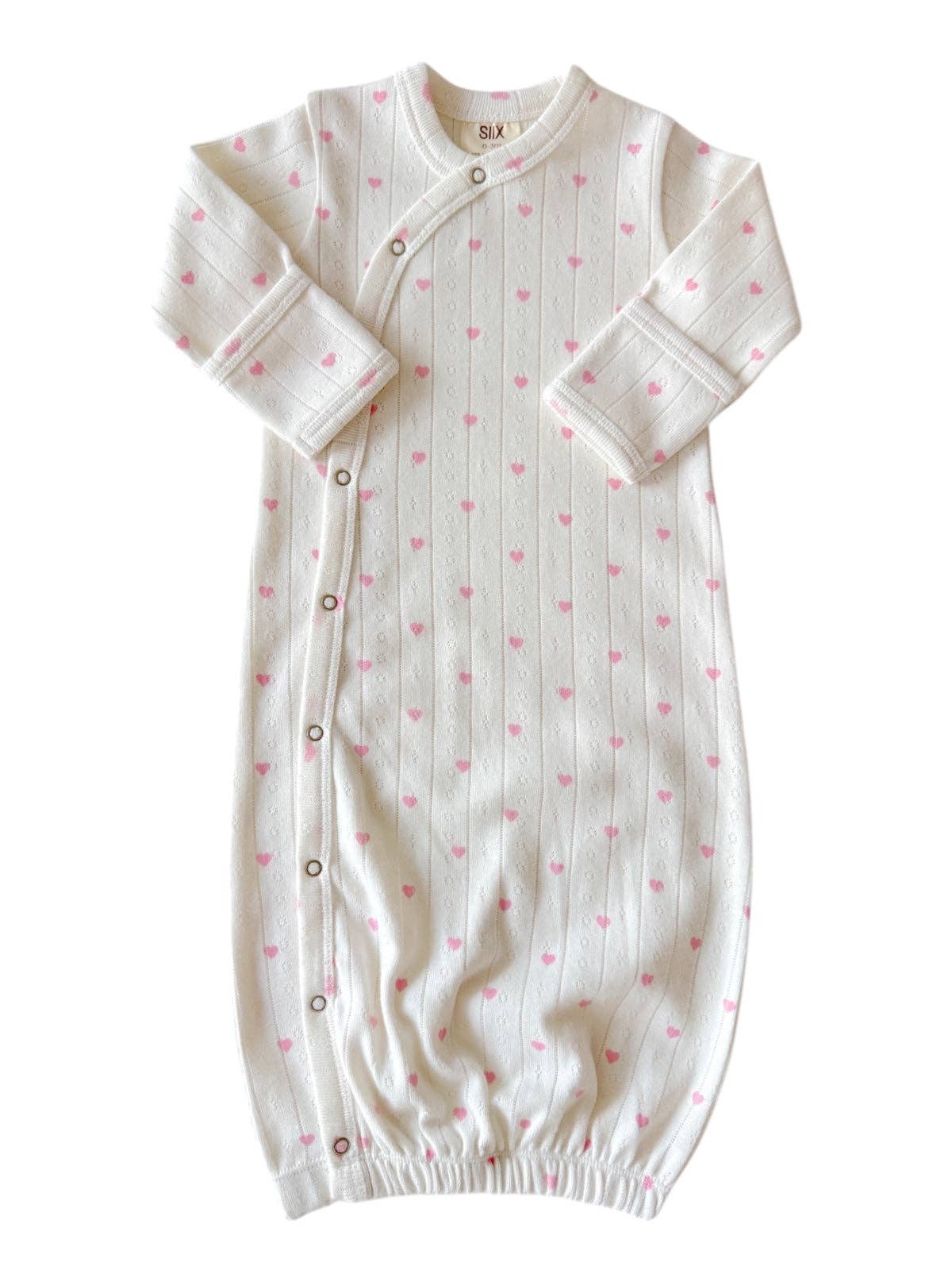 SIIX Collection- White with Pink Heart / Organic Pointelle Gown