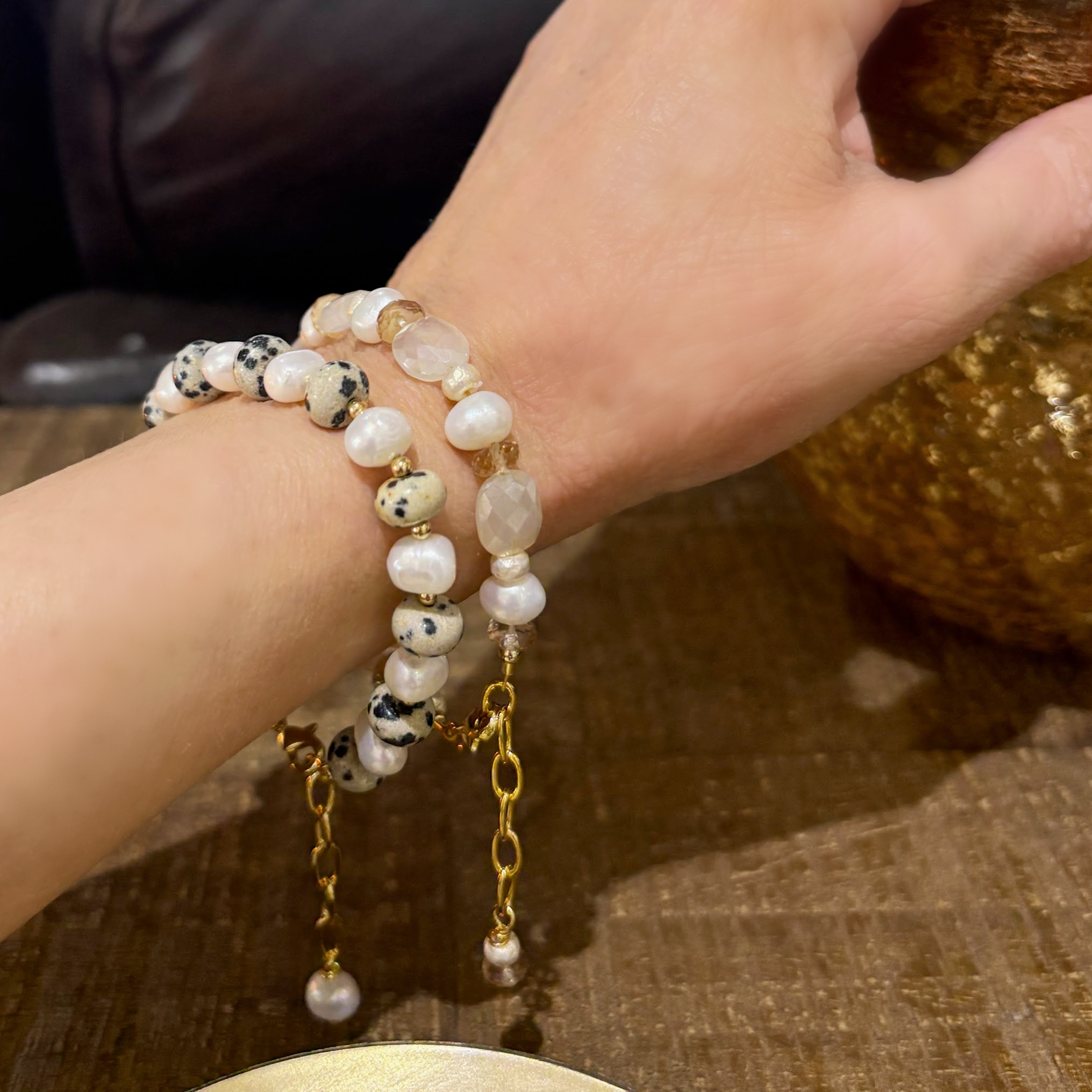 The Silver Wren- Neutral Stone Beaded Bracelet