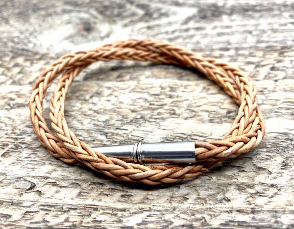 Tres Cuervos- Flint Silver Braided Bracelet