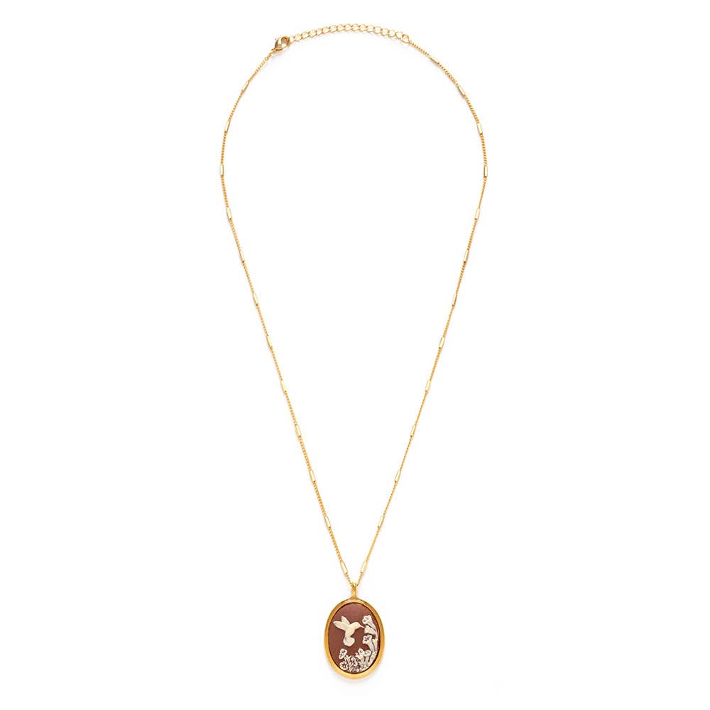 Amano Studio- Hummingbird Vintage Cameo Necklace