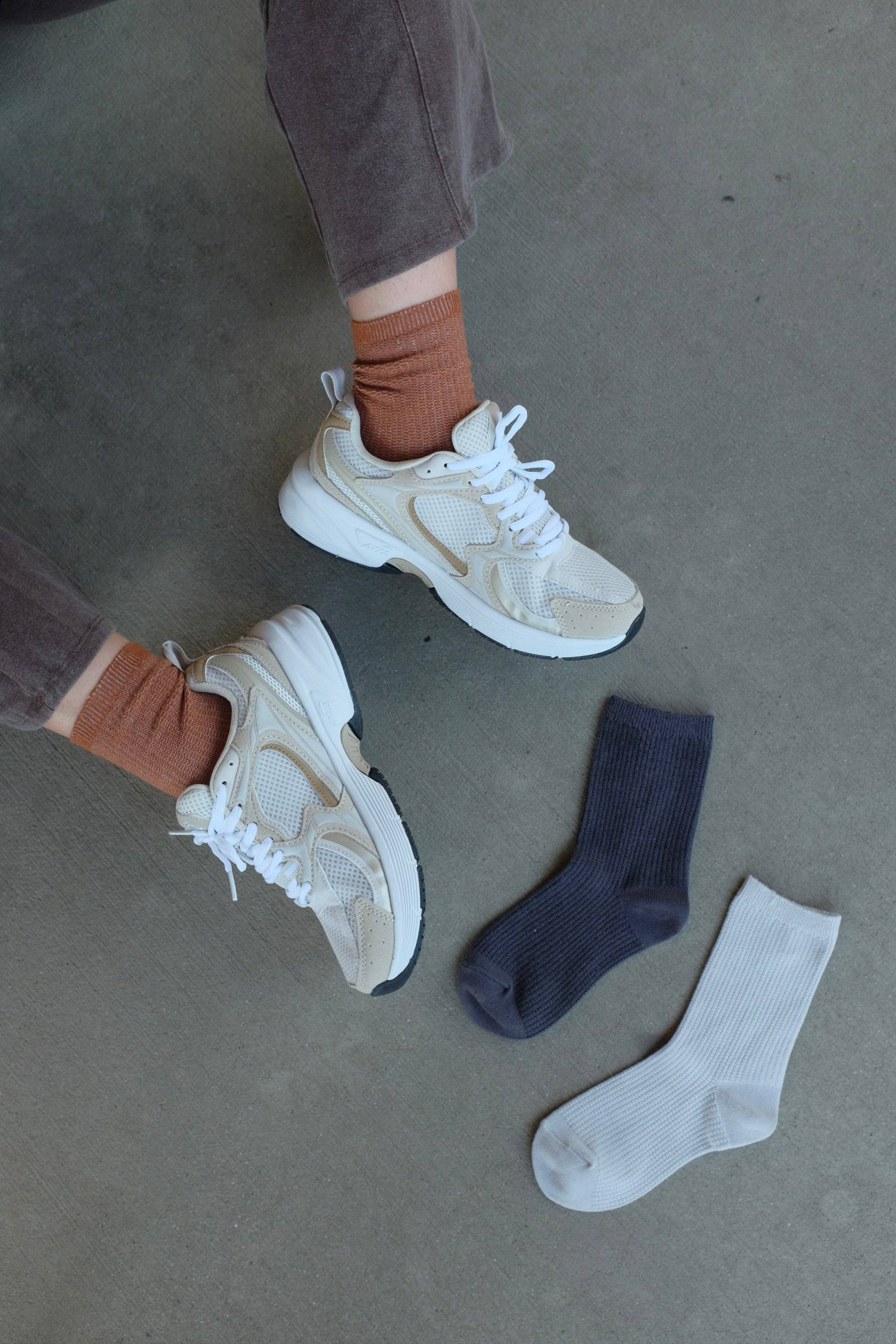 First Summer- Cozy Waffle-Knit Fall Crew Socks