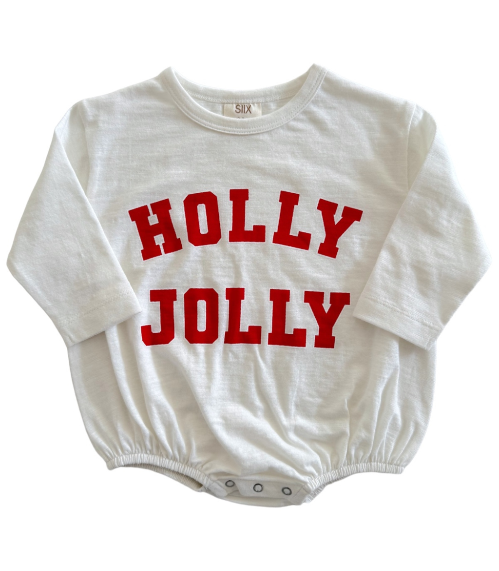 SIIX Collection- Holly Jolly White / Organic Long Sleeve T-Shirt Bubble