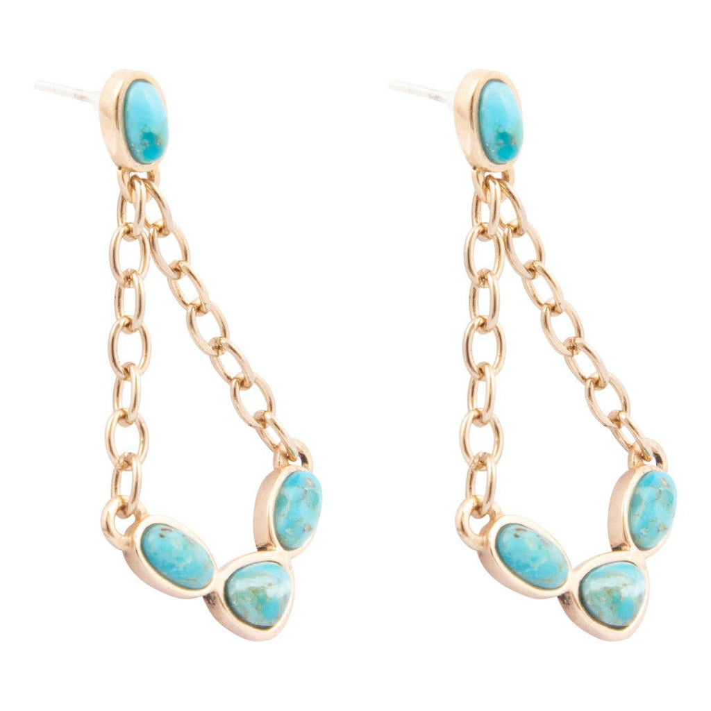 Barse Jewelry- Sublime Blue Turquoise Golden Chain Post Earrings