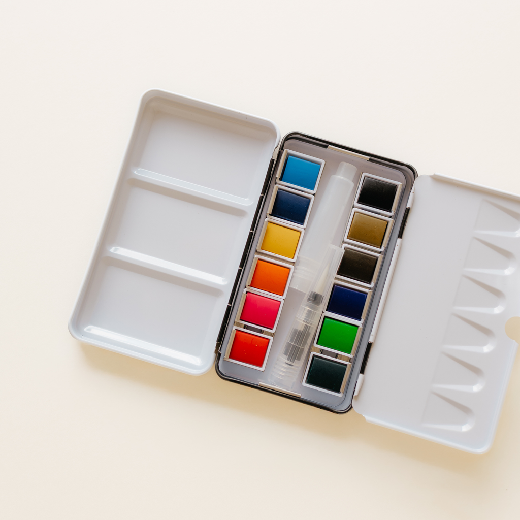 Bailey Rae Studio- 12 Color Mini-Travel Watercolor Paint Palette