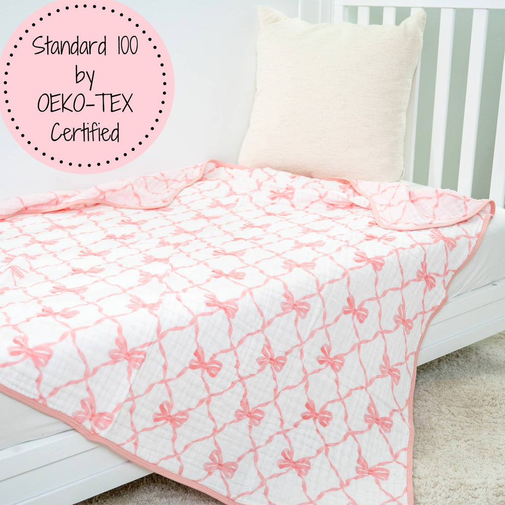 LollyBanks- Beautiful Bows Baby Toddler Muslin Blanket