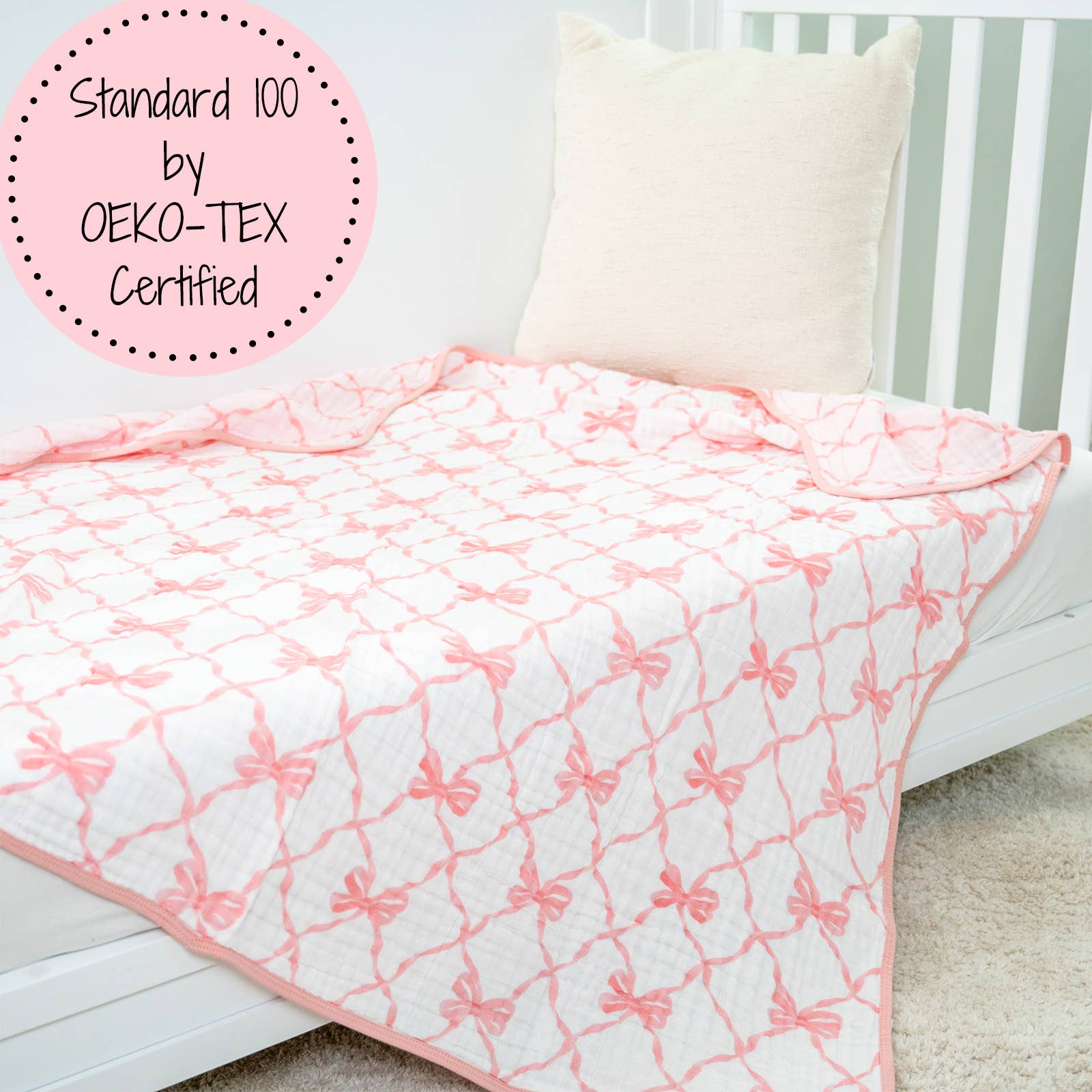 LollyBanks- Beautiful Bows Baby Toddler Muslin Blanket