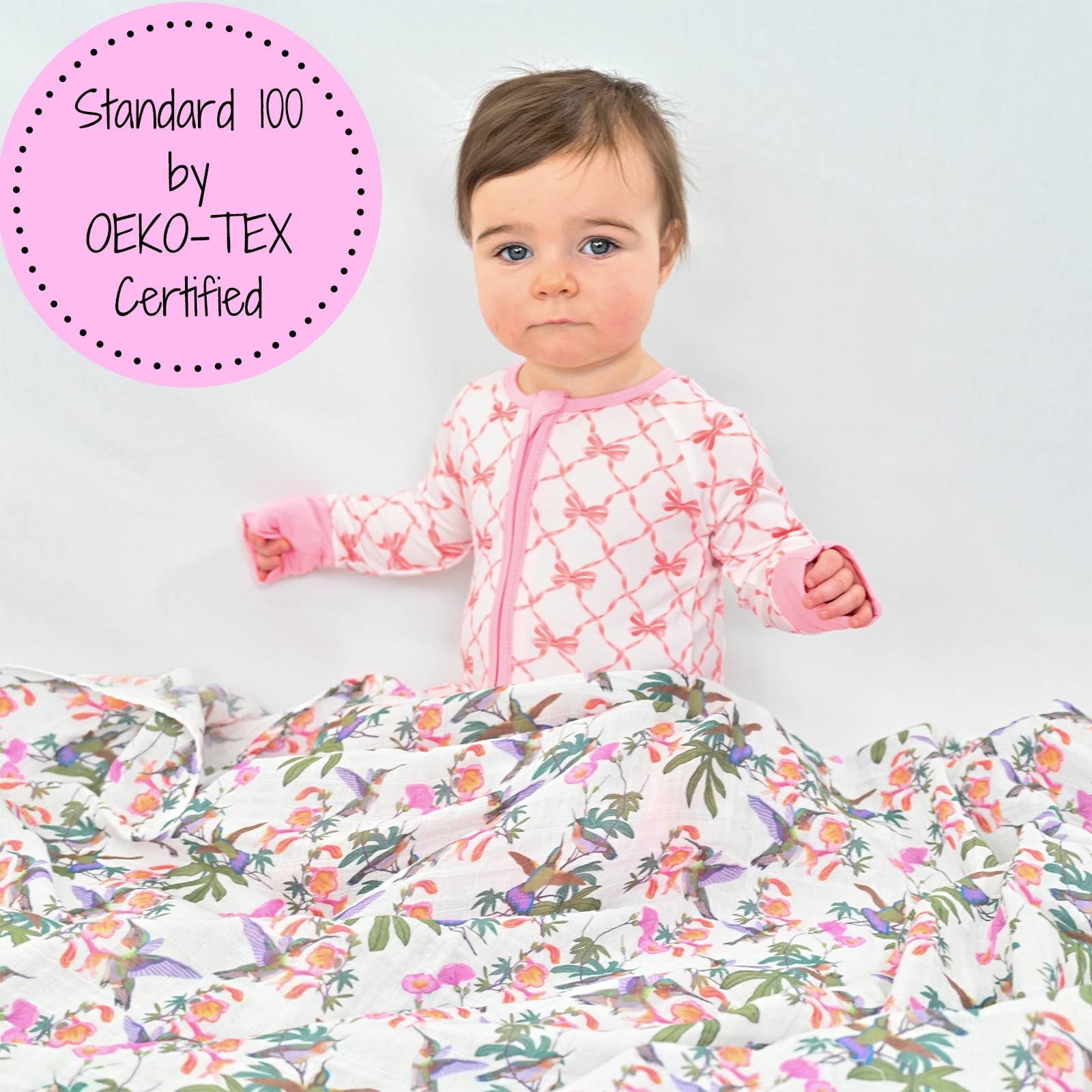 LollyBanks- Hum Along Hummingbird Baby Muslin Swaddle Blanket