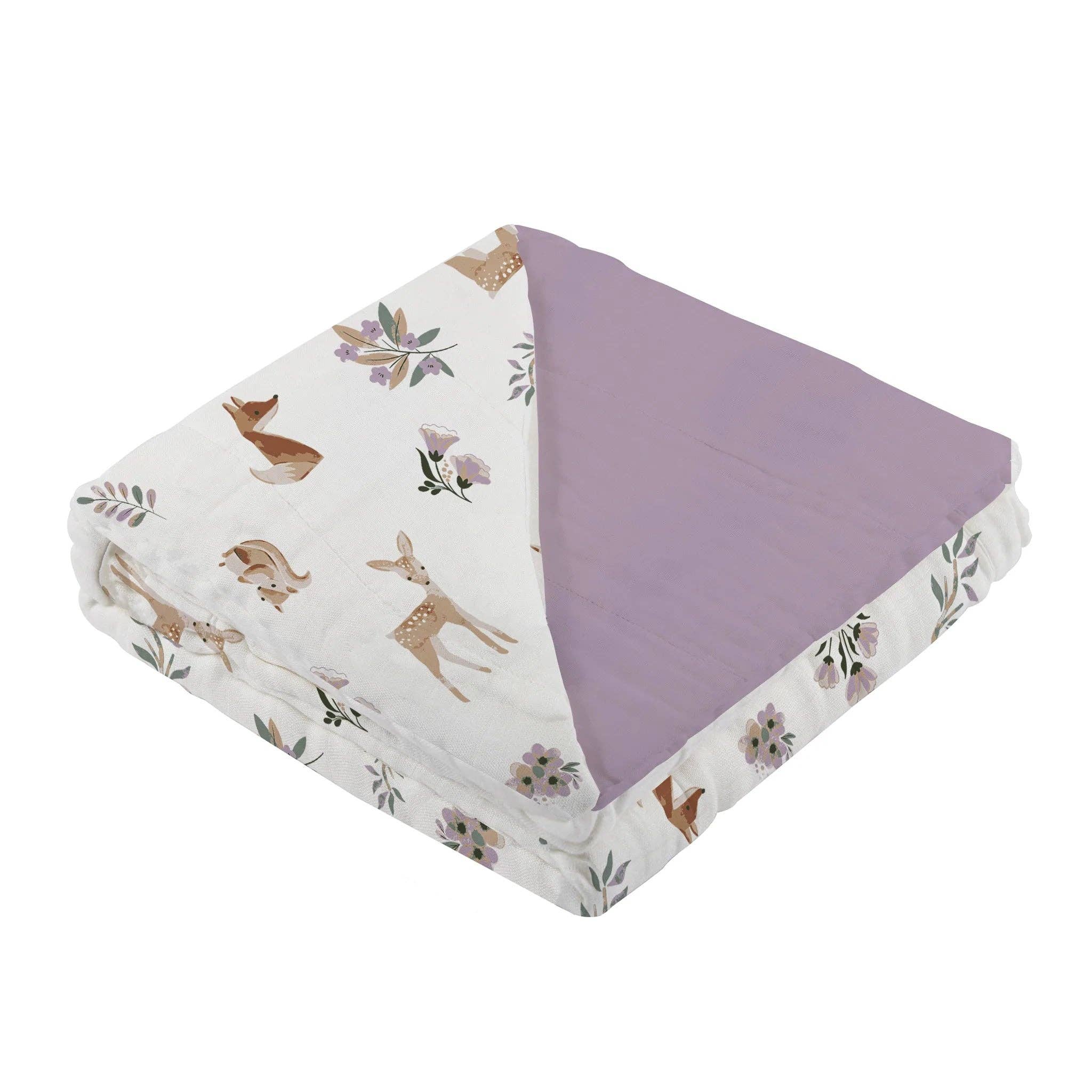 Newcastle Classics- Sierra Fox and Deer and Orchid Lavender Cotton Newcastle Blanket