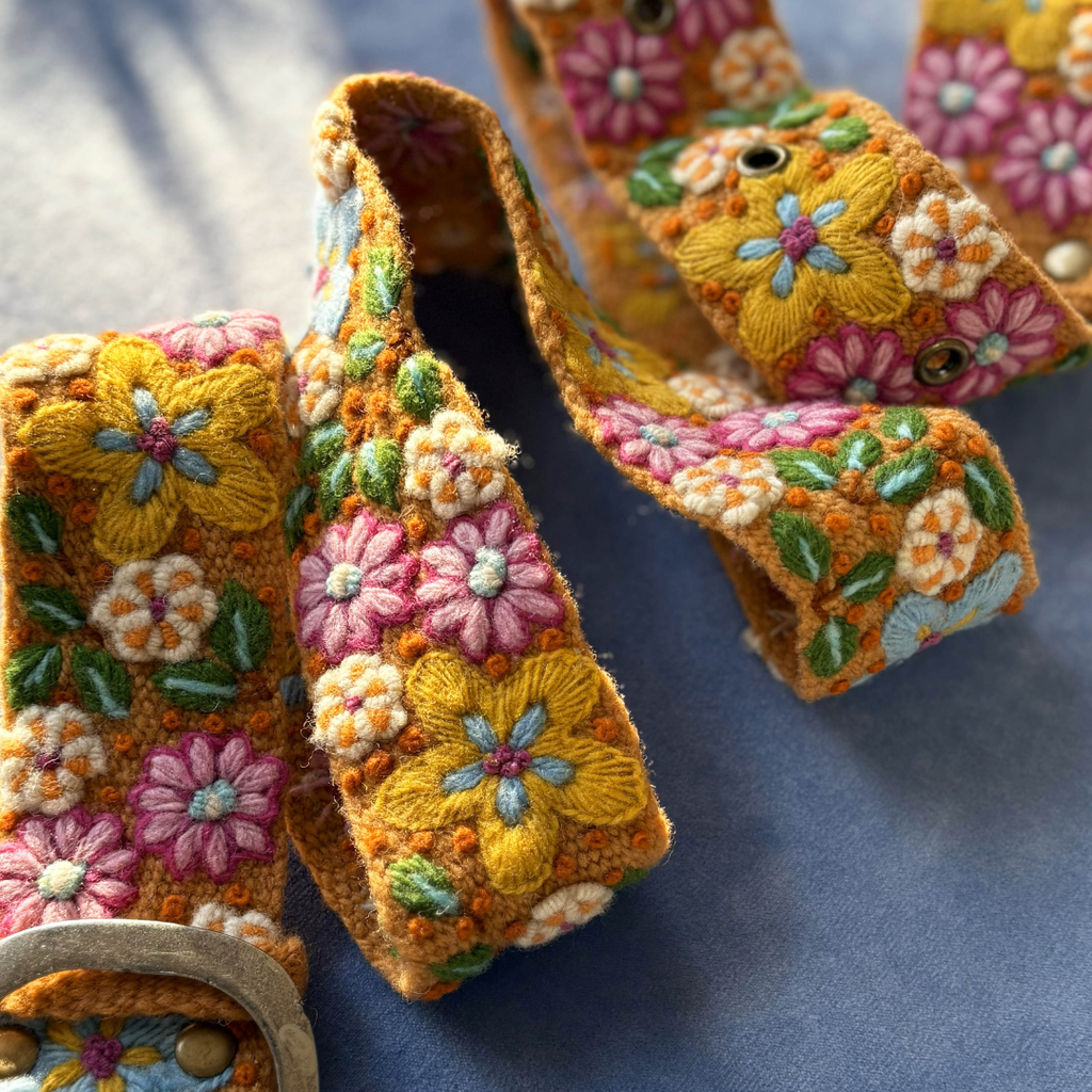 Jenny Krauss- In the Garden Floral Embroidered Wool Belt