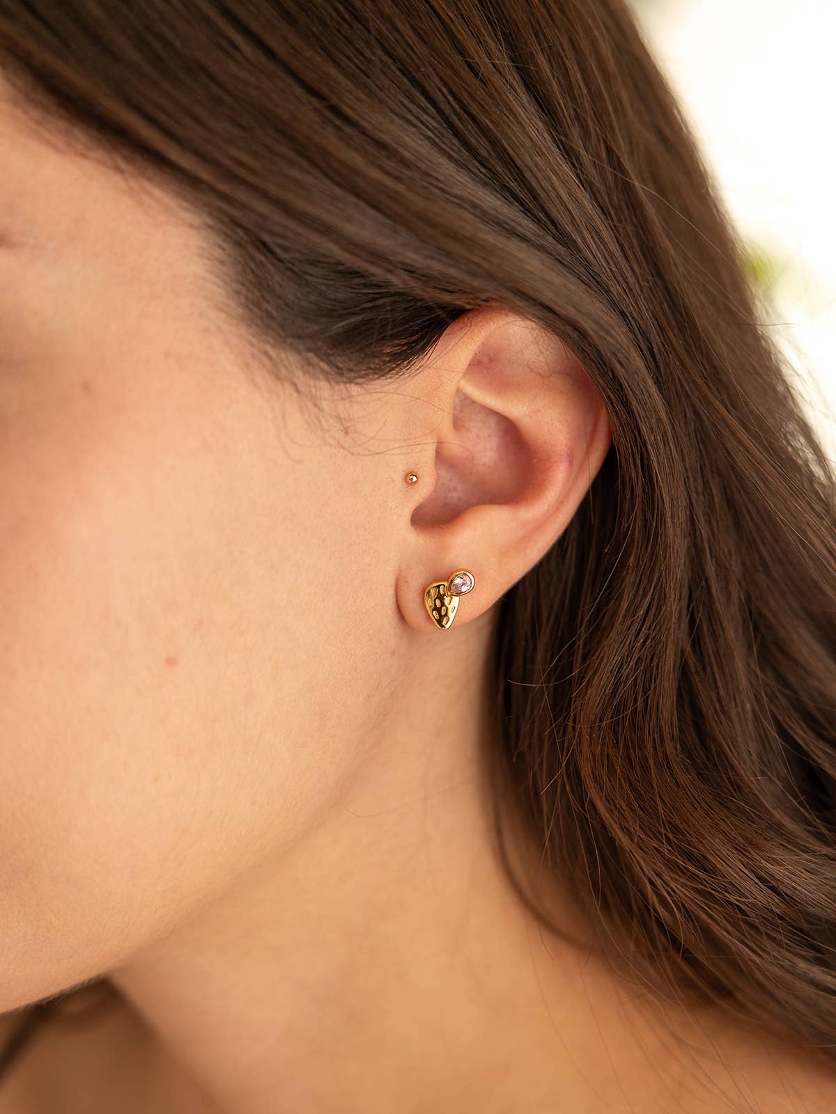 Land of Salt- Prickly Pear Cactus Stud Earrings in Gold