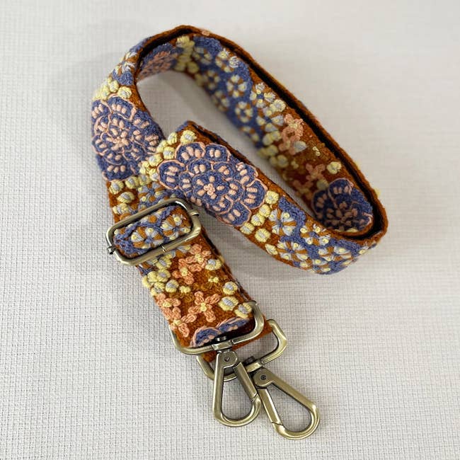 Jenny Krauss- Blue Skies Floral Embroidered Adjustable Bag/Camera Strap