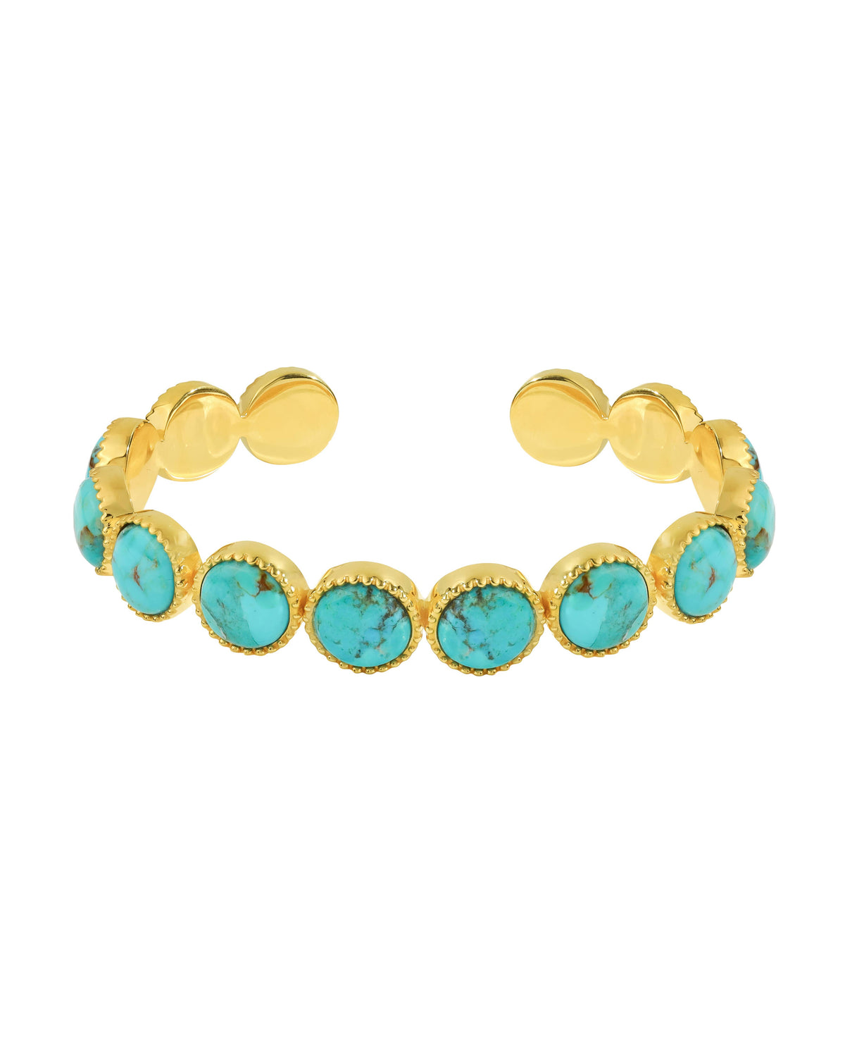 Tiramisu- Bohemian Gold Plated Bezel Mohave Turquoise Cuff Bracelet