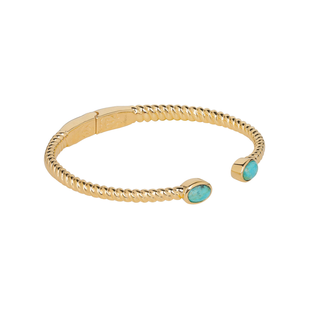 Tiramisu- Gold Plated 925 Silver Turquoise Bangle Bracelet RLB10753