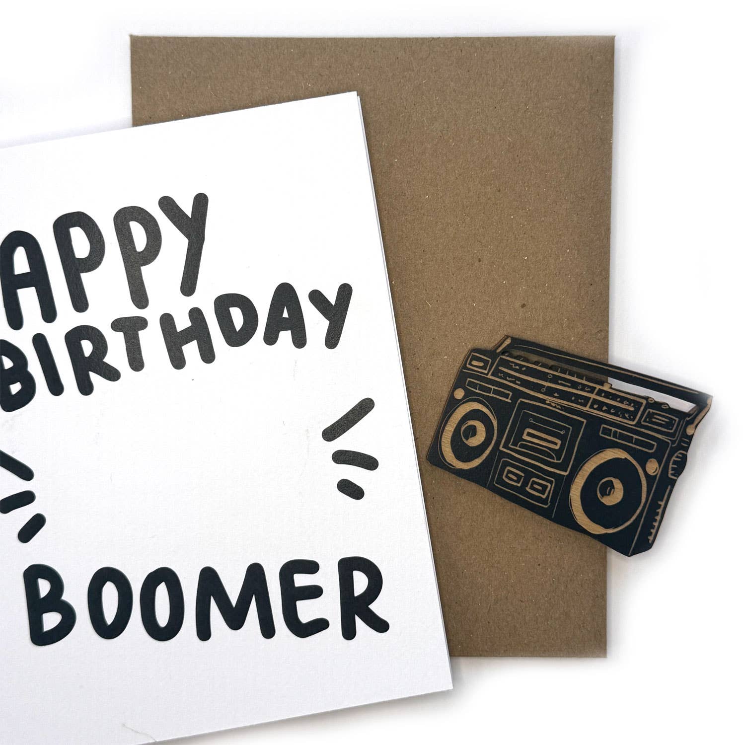 SnowMade- Happy Birthday Boomer - Boom Box Magnet w/ Card