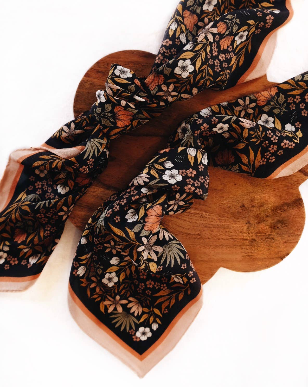 Flora West Design- 100% Silk Bandana Scarf -Midnight Garden Floral Western Wear
