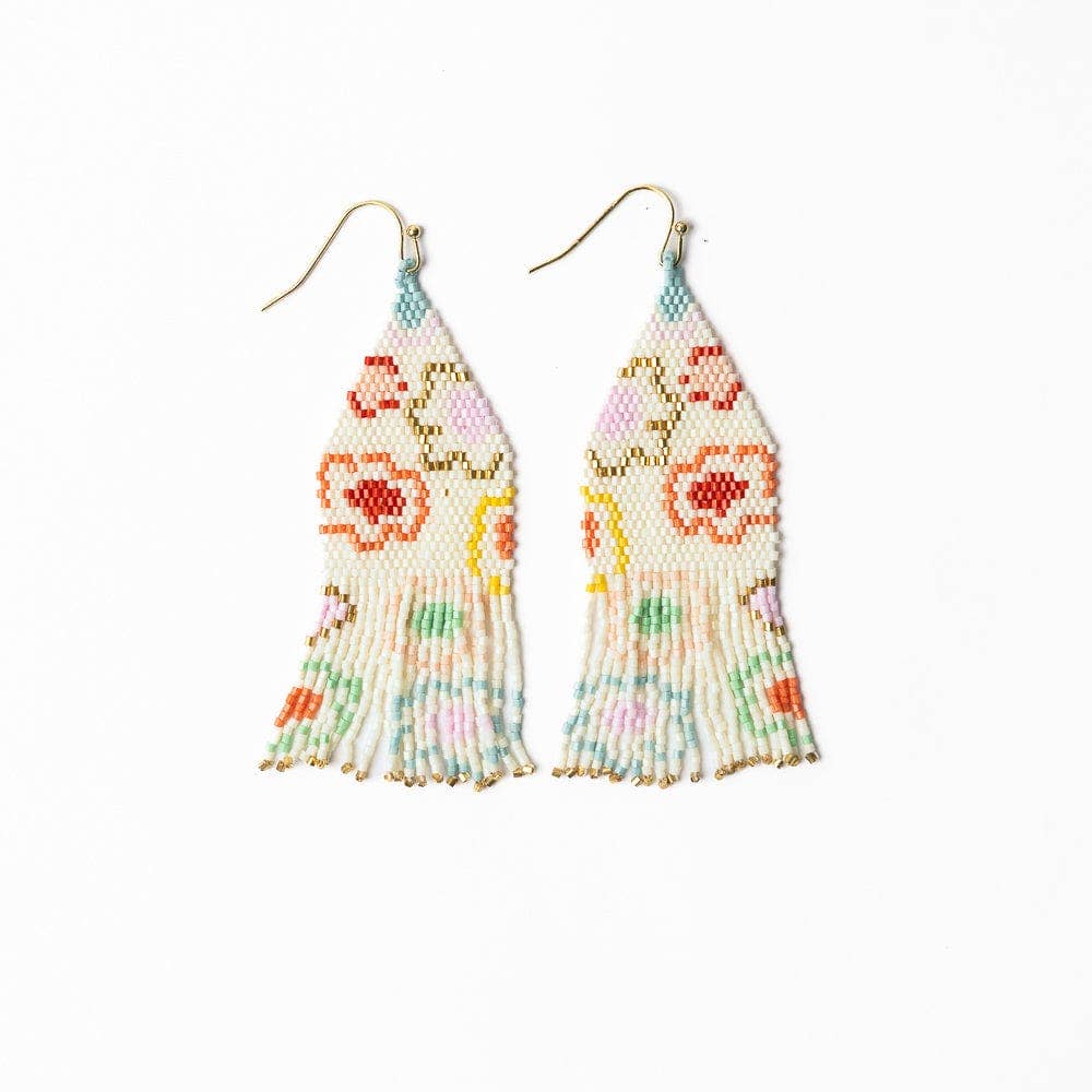 INK + ALLOY- Delilah Poppies Beaded Fringe Earrings Multi
