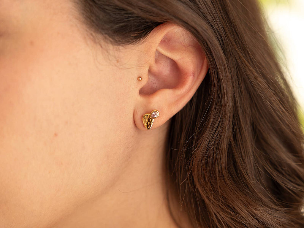 Land of Salt- Prickly Pear Cactus Stud Earrings in Gold