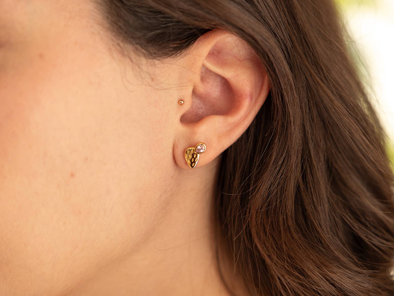 Land of Salt- Prickly Pear Cactus Stud Earrings in Gold