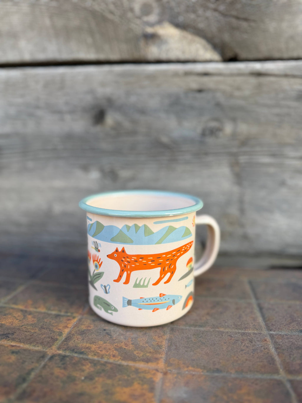 Trek Light- Enamel Coffee & Camp Mug Mountain Stream | 16oz | Trout