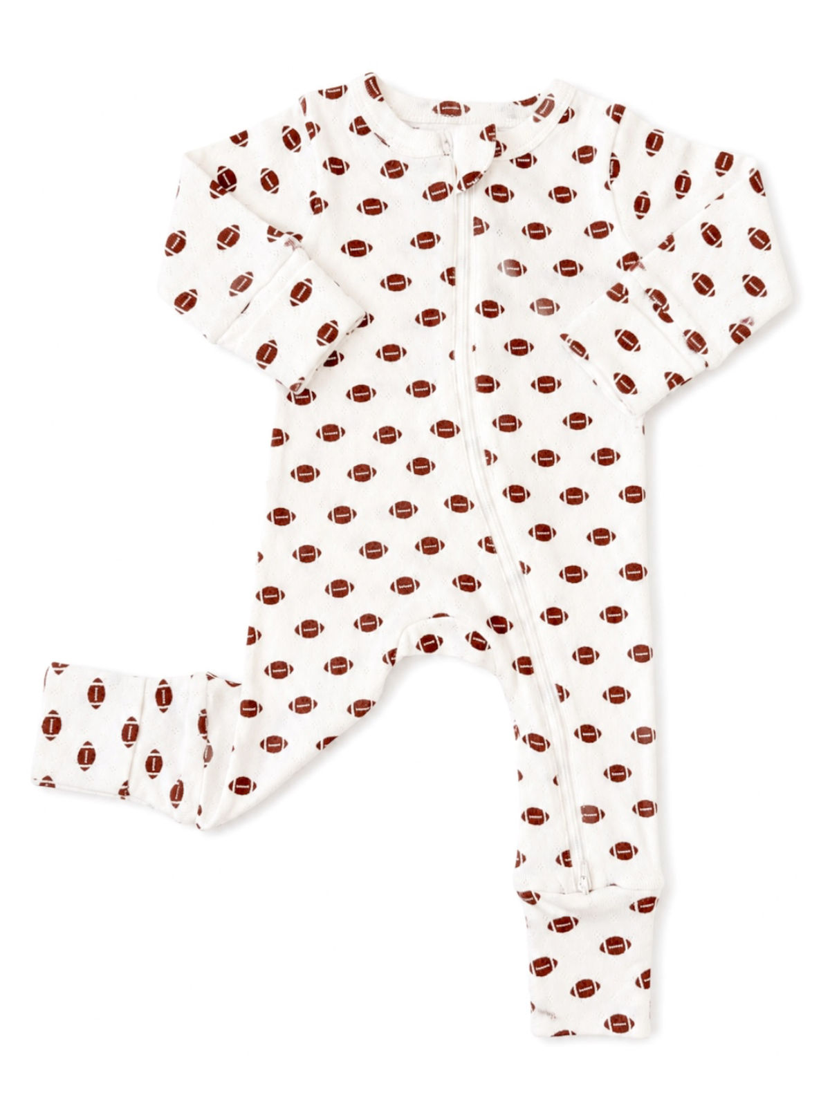 SIIX Collection- Football / Organic Pointelle 2-Way Zip Romper
