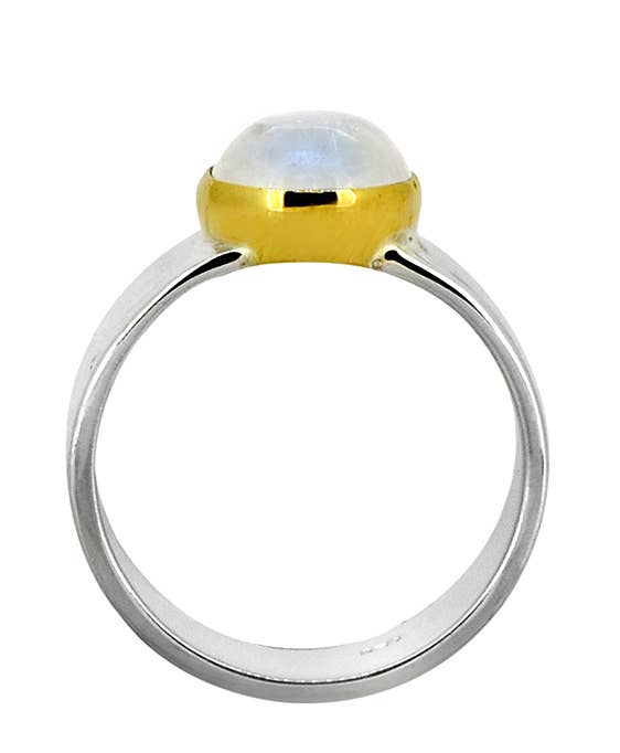 Tiramisu- Moonstone 925 Sterling Silver Solitaire Brass Ring