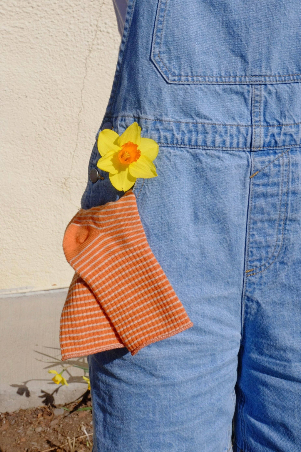 First Summer- Pinstripe Brown Blue Orange Ribbed Crew Socks