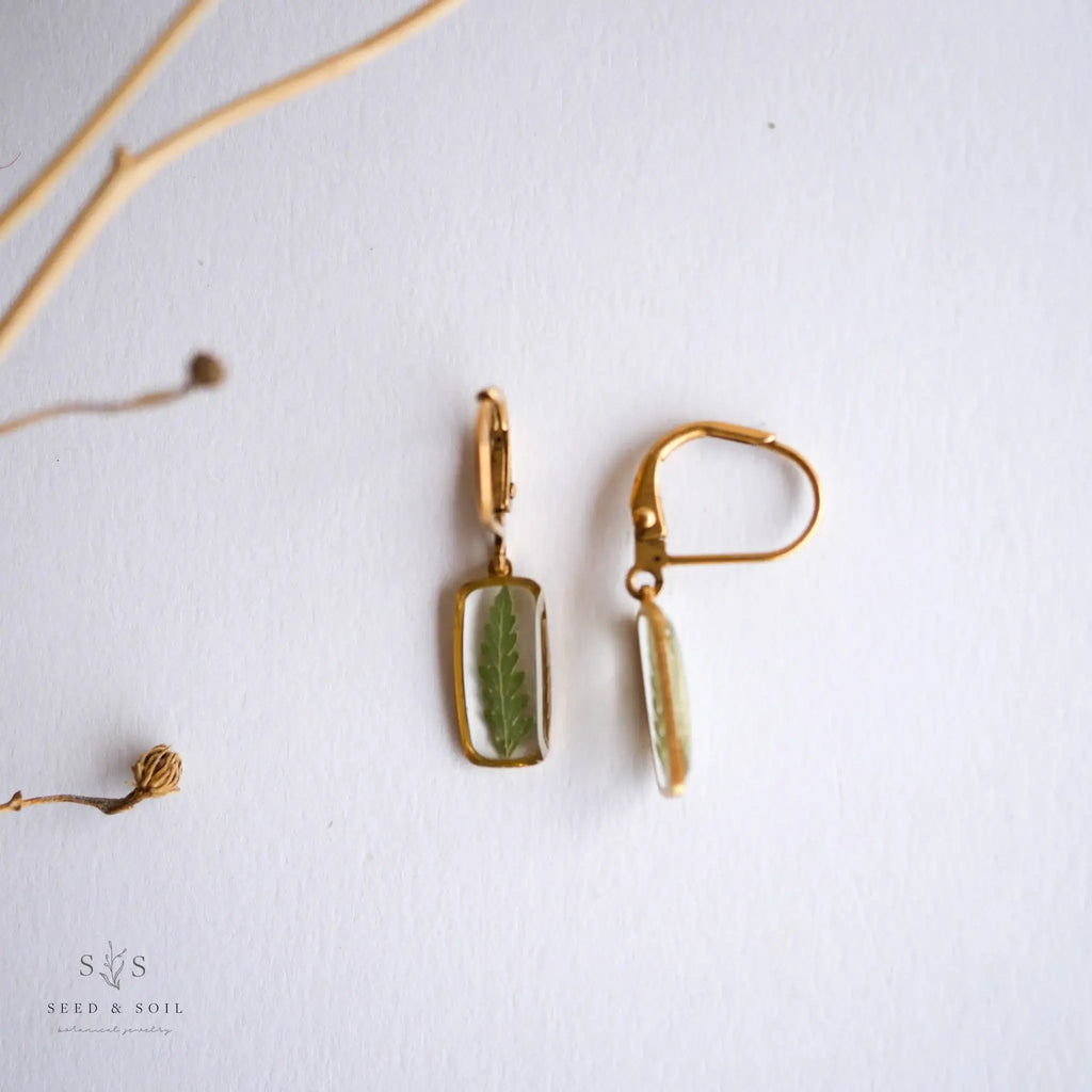 Seed & Soil- Tiny Rectangle Huggie Hoops