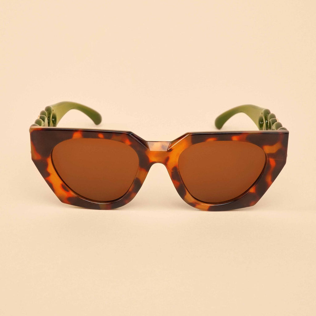 Powder- Luxe Zelia Sunglasses - Tortoiseshell/Olive